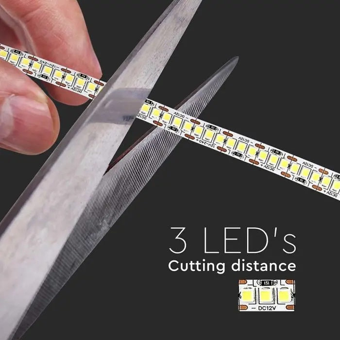 Cena par 1m_20W/m(2000Lm/m) 1.66A/m 240 LED Lente, V-TAC, ūdensnedroša IP20, 12V, auksti balta gaisma 6400K