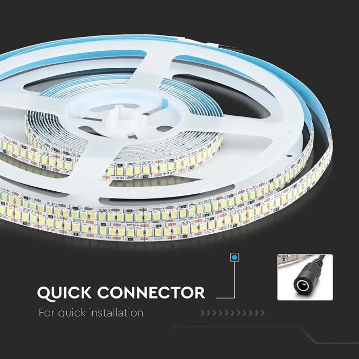 Cena par 1m_20W/m(2000Lm/m) 1.66A/m 240 LED Lente, V-TAC, ūdensnedroša IP20, 12V, auksti balta gaisma 6400K