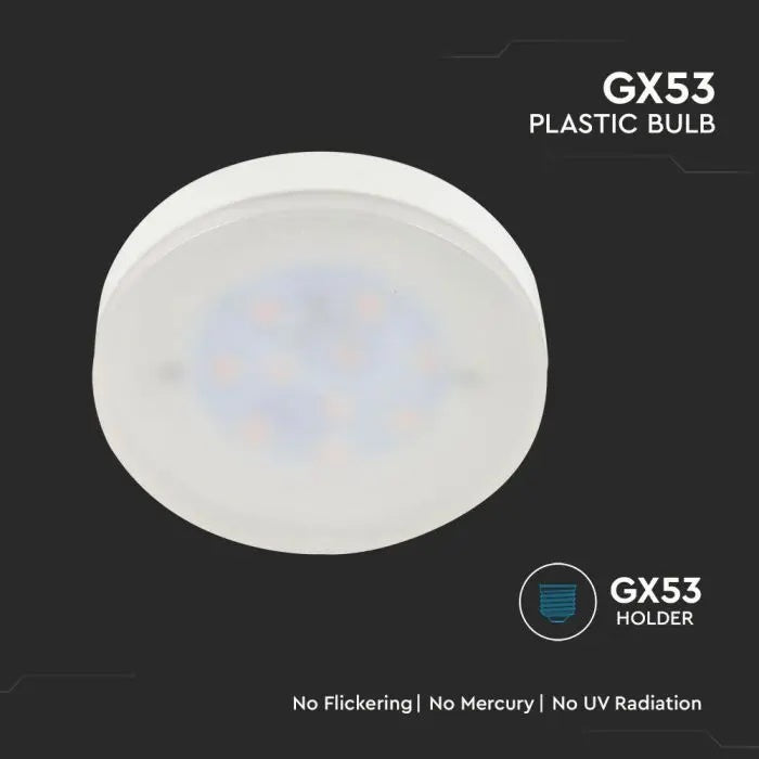 GX53 6.4W(560Lm) LED Spuldze V-TAC SAMSUNG,  IP20, auksti balta gaisma 6500K
