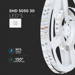 Pris för 1m_4.8W(500Lm) LED-tejp, 30 dioder, vattentät IP20, V-TAC, färgad RGB