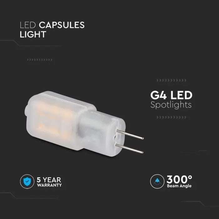 G4 1.1W(100Lm) 12V LED лампа V-TAC SAMSUNG, DC:12V, IP20, теплый белый свет 3000K