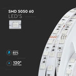 Cena par 1m_10W/m(830Lm/m) 0.42A/m 60 LED Lente, V-TAC, ūdensnedroša IP20, 24V, auksti balta gaisma 6500K
