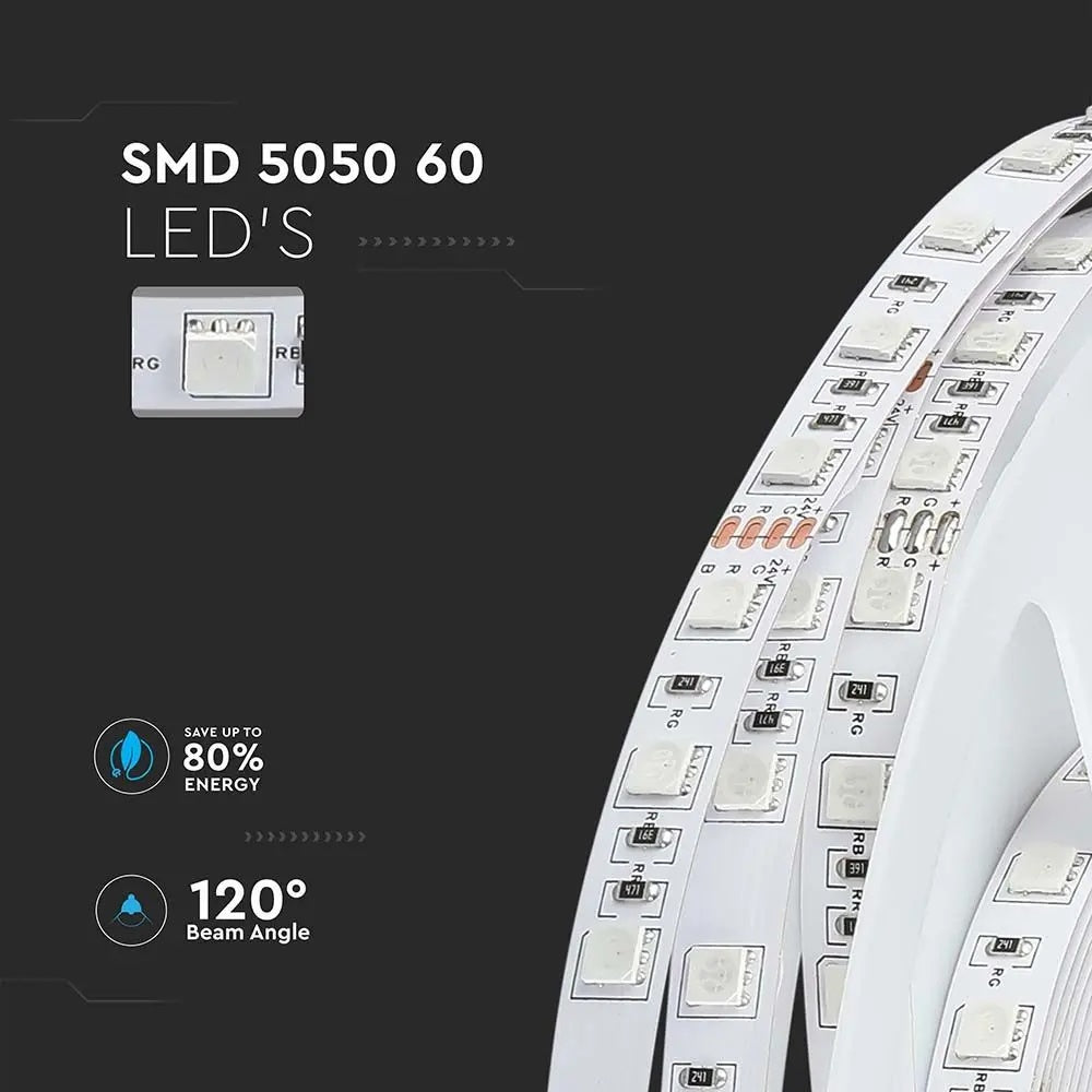 Price for 1m_10W/m(830Lm/m) 0.42A/m LED Tape, V-TAC, waterproof IP20, 24V, warm white light 3000K