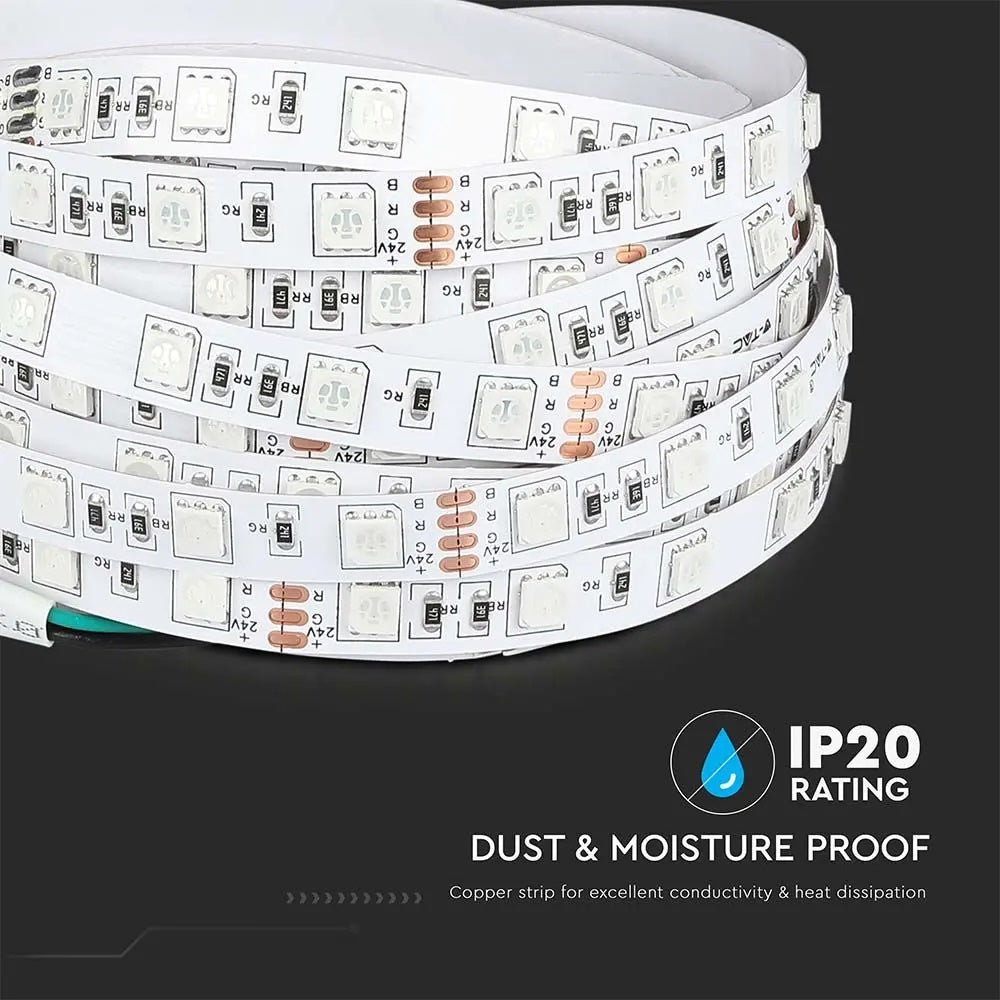 Price for 1m_10W/m(830Lm/m) 0.42A/m LED Tape, V-TAC, waterproof IP20, 24V, warm white light 3000K