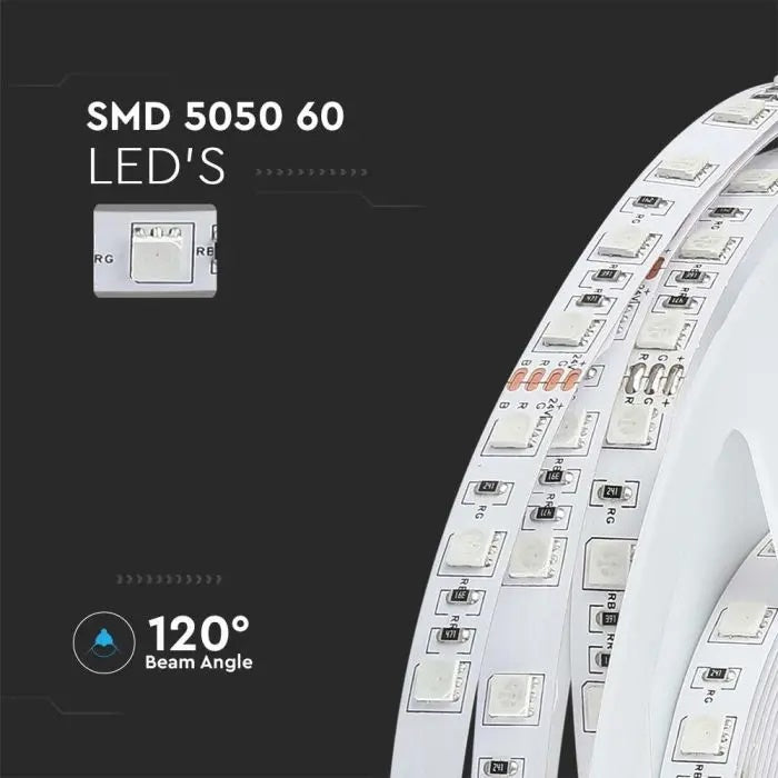 Cena par 1m_10W/m(830Lm/m) 0.42A/m 60 LED Lente, V-TAC, ūdensnedroša IP20, 24V, neitrāli balta gaisma 4000K