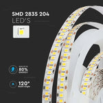 Cena par 1m_17W/m(1700Lm/m) 1.4A/m 204 LED Lente, V-TAC, ūdensnedroša IP20, 12V, silti balta gaisma 3000K