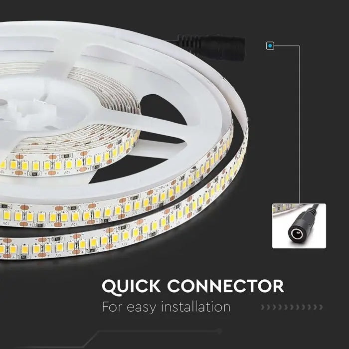Cena par 1m_17W/m(1700Lm/m) 1.4A/m 204 LED Lente, V-TAC, ūdensnedroša IP20, 12V, silti balta gaisma 3000K