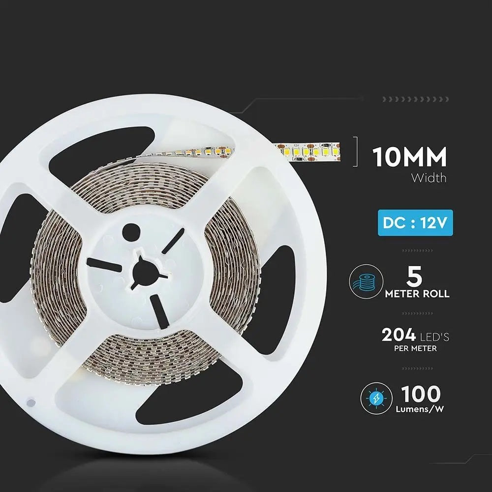 Cena par 1m_17W/m(1700Lm/m) 1.4A/m LED lente, V-TAC, ūdensnedroša IP20, 12V, auksti balta gaisma 6400K