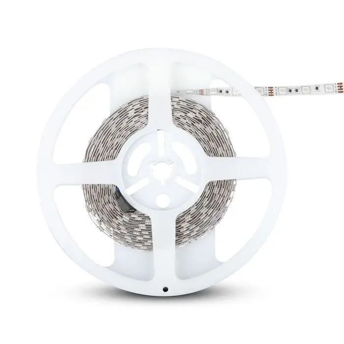 5m komplekts_35W 12V 60 LED RGB krāsainās lentas komplekts (barošanas bloki, vadība, 5m rullis), SMD5050, IP20, V-TAC