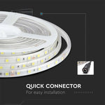 Cena par 5m_10W/m(830Lm/m) 0.42A/m LED Lente, V-TAC, ūdensdroša IP65, 24V, silti balta gaisma 3000K