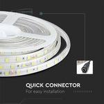 Cena par 5m_10W/m(830Lm/m) 0.42A/m 60 LED Lente, V-TAC, ūdensdroša IP65, 24V, neitrāli balta gaisma 4000K