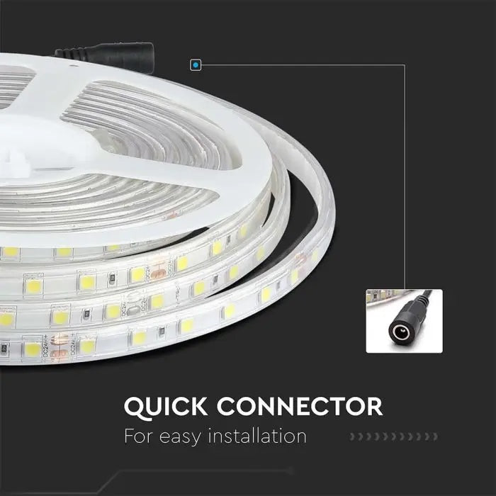 Cena par 5m_10W/m(830Lm/m) 0.42A/m 60 LED Lente, V-TAC, ūdensdroša IP65, 24V, neitrāli balta gaisma 4000K