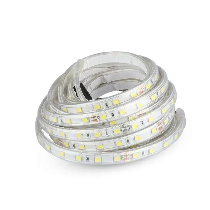Cena par 5m_10W/m(830Lm/m) 0.42A/m 60 LED Lente, V-TAC, ūdensdroša IP65, 24V, auksti balta gaisma 6500K
