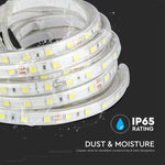 Cena par 5m_10W/m(830Lm/m) 0.42A/m 60 LED Lente, V-TAC, ūdensdroša IP65, 24V, auksti balta gaisma 6500K