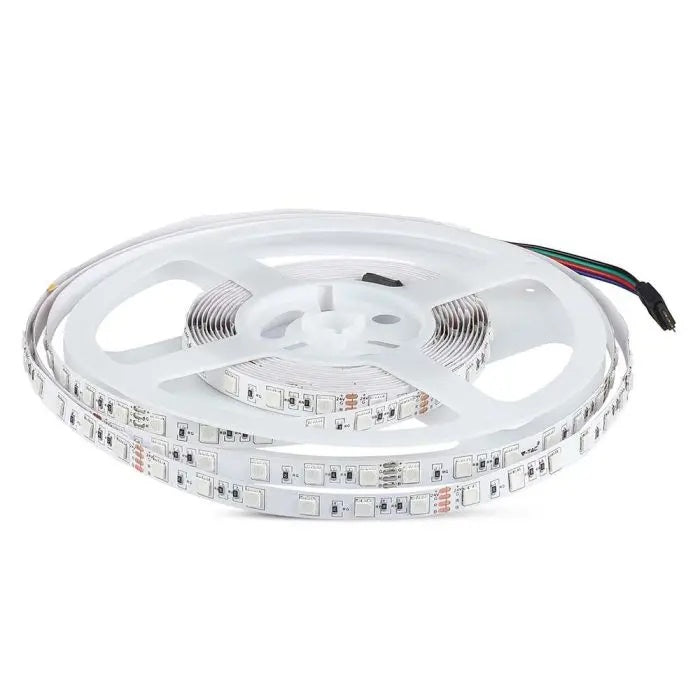 Cena par 1m_10W/m(830Lm/m) 0.42A/m 60 LED Lente, V-TAC, ūdensnedroša IP20, 24V, RGB krāsaina