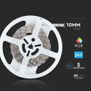 Cena par 1m_7W/m(830Lm/m) 0.42A/m 60 LED Lente, V-TAC, ūdensnedroša IP20, 24V, RGB krāsaina