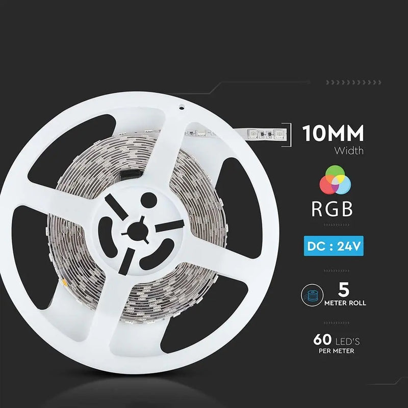 Цена на 1м7Вт/м(140Лм/м) 0.29А/м светодиодная RGB лента, V-TAC, водонепроницаемая IP20, 24В