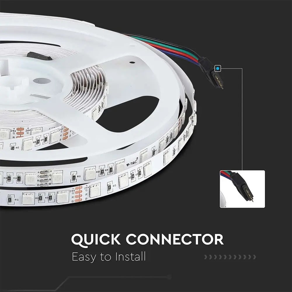 Cena par 1m_7W/m(140Lm/m) 0.29A/m LED RGB lente, V-TAC, ūdensnedroša IP20, 24V
