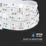 Cena par 1m_7W/m(140Lm/m) 0.29A/m LED RGB lente, V-TAC, ūdensnedroša IP20, 24V