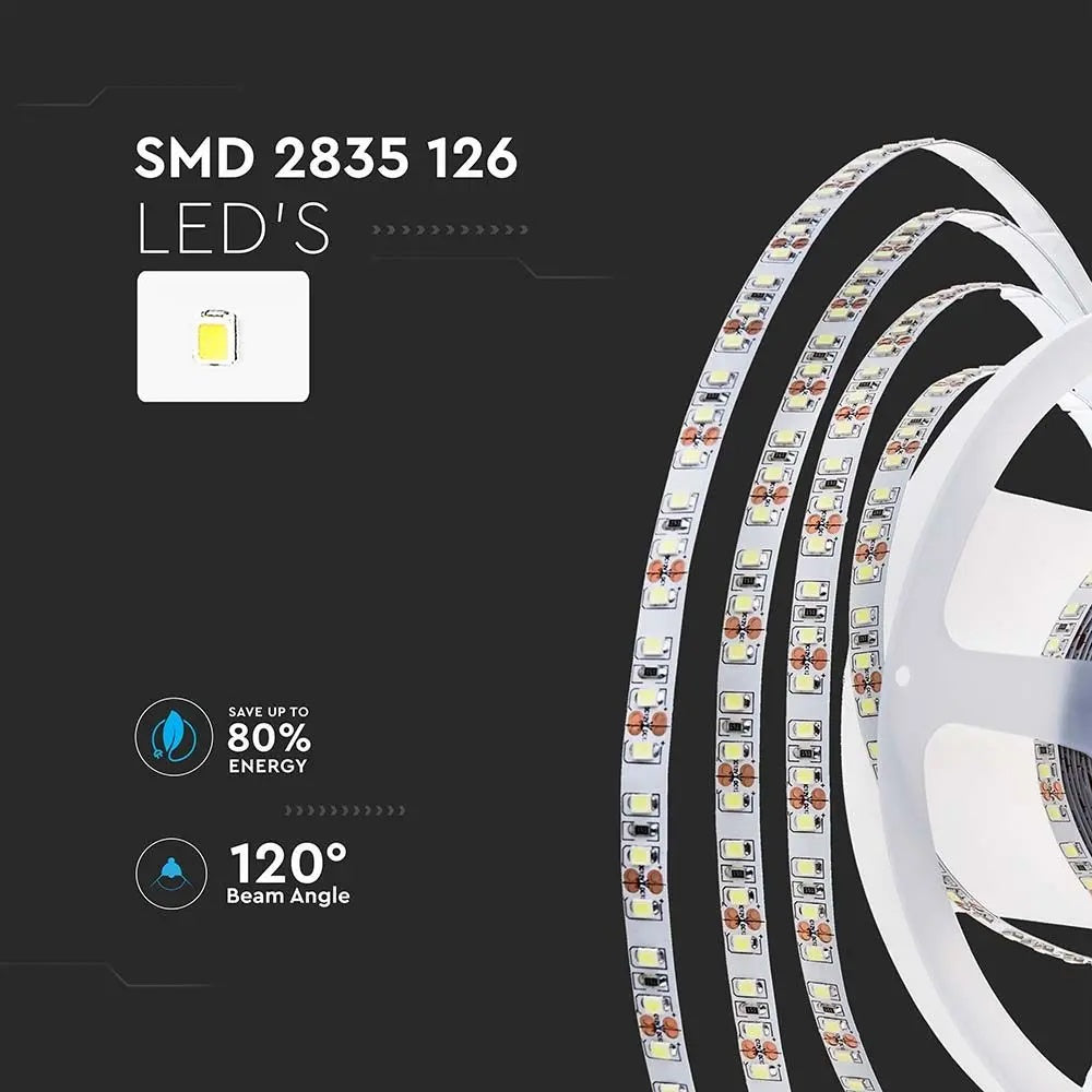 Cena par 1m_8W/m(1100Lm/m) 0.33A/m LED Lente, V-TAC, ūdensnedroša IP20, 24V, auksti balta gaisma 6500K