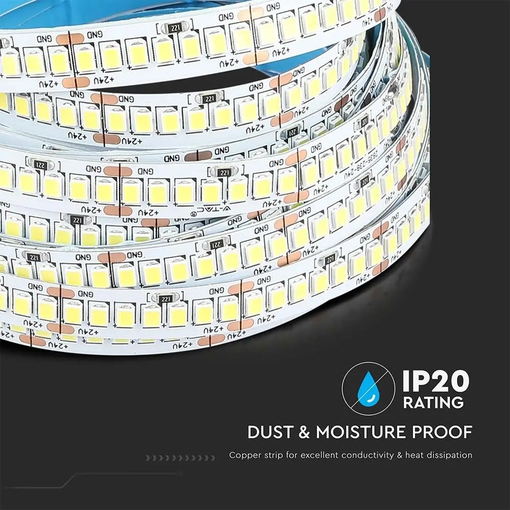 Cena par 1m_18W/m(2430Lm/m) 0.75A/m LED Lente, V-TAC, ūdensnedroša IP20, 24V, silti balta gaisma 3000K