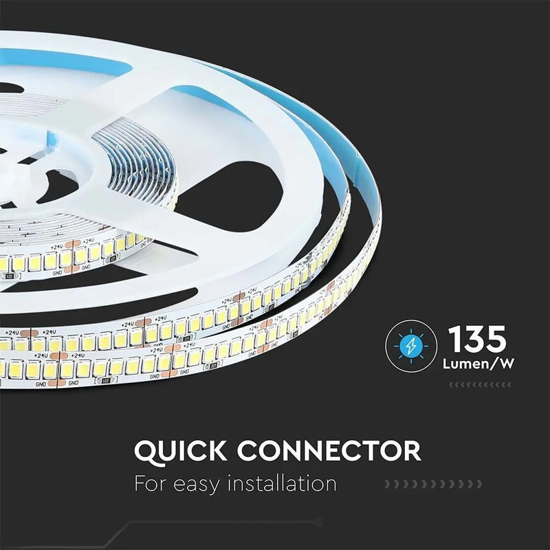 Цена на светодиодную ленту 1м18Вт/м(2430Лм/м) 0,75А/м, V-TAC, водонепроницаемость IP20, 24В, нейтральный белый свет 4000К