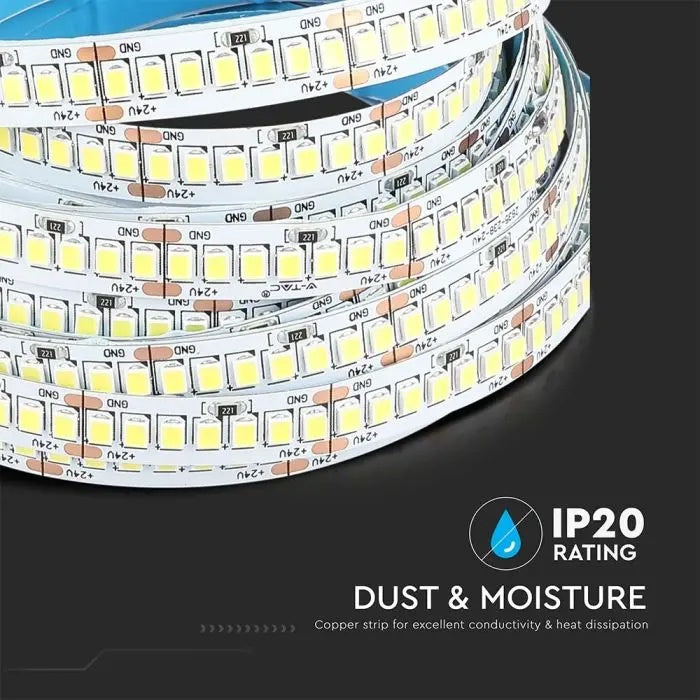 Price for 1m_18W/m(2430Lm/m) 0.75A/m 238 LED Tape, V-TAC, waterproof IP20, 24V, cold white light 6400K