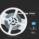 Цена за 1м18Вт/м(2430Лм/м) 0,75А/м 238 Светодиодная лента, V-TAC, водонепроницаемость IP20, 24В, холодный белый свет 6400К