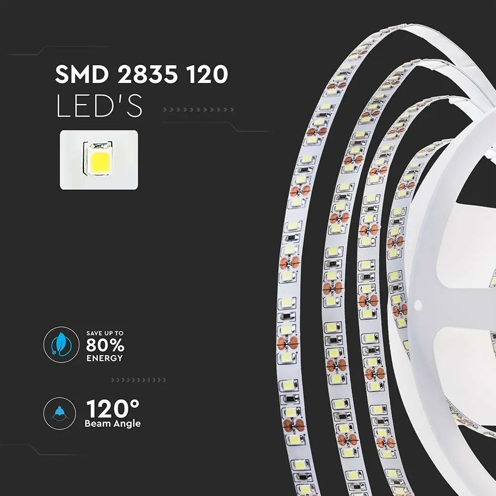 Cena par 1m_7.5W/m(750Lm/m) 0.31A/m LED Lente, V-TAC, ūdensnedroša IP20, 24V, neitrāli balta gaisma 4000K