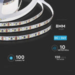 Cena par 1m_7.5W/m(750Lm/m) 0.31A/m LED Lente, V-TAC, ūdensnedroša IP20, 24V, neitrāli balta gaisma 4000K