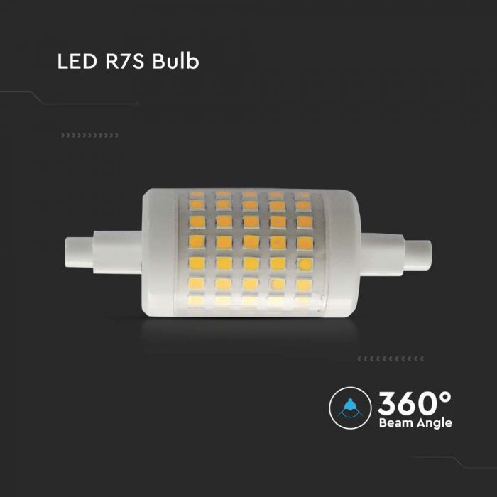 R7S 7W(700Lm) LED Spuldze, V-TAC, IP20, silti balta gaisma 3000K