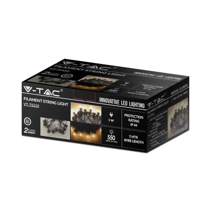 5m LED valgusvihik 10 pirniga iga 50cm tagant 0.4W/pirn (550Lm), V-TAC, IP44, 270°, soe valge valgus 3000K