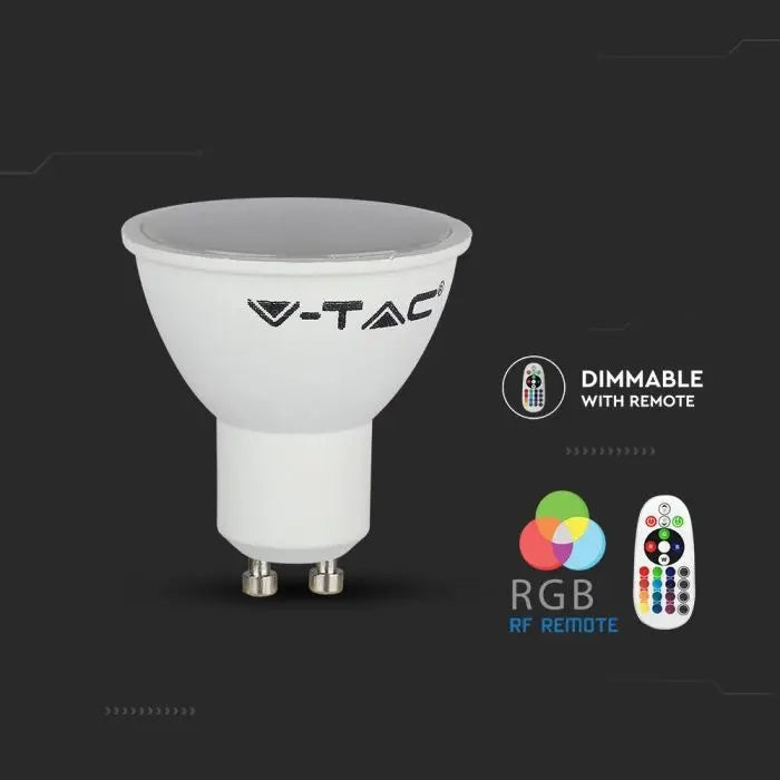 GU10 5.5W(420Lm) Bulb, with RF, V-TAC,IP20, RGB+3000K