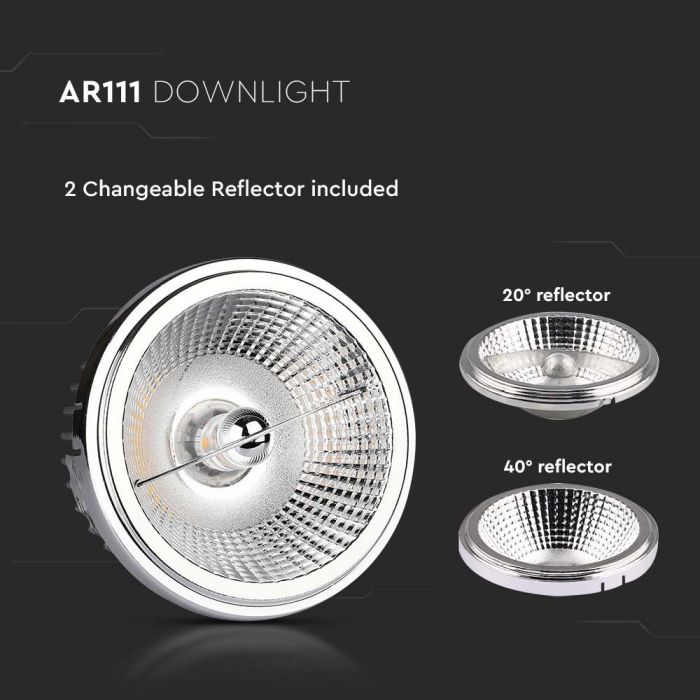 AR111 20W(1800) LED-lampa med reflektor och variabel spridningsvinkel 40-20°, IP20, kallvit 6400K