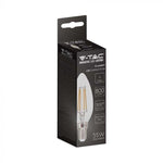 E14 6W(800Lm) LED Bulb Filament, candle shape, V-TAC, IP20, cold white light 6500K