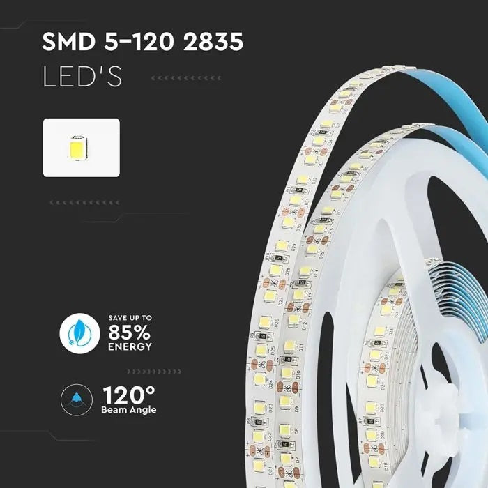 Price for 1m_12W/m(1320Lm/m) LED Tape, SMD2835, 0.5A/m, V-TAC SAMSUNG, waterproof IP20, 12V, neutral white light 4000K