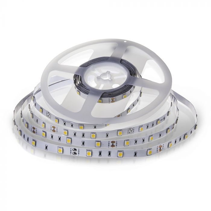 Cena par 1m_4.8W(500Lm) LED Lente, 30 diodes SMD5050, ūdensnedroša IP20, V-TAC, silti balta gaisma 3000K