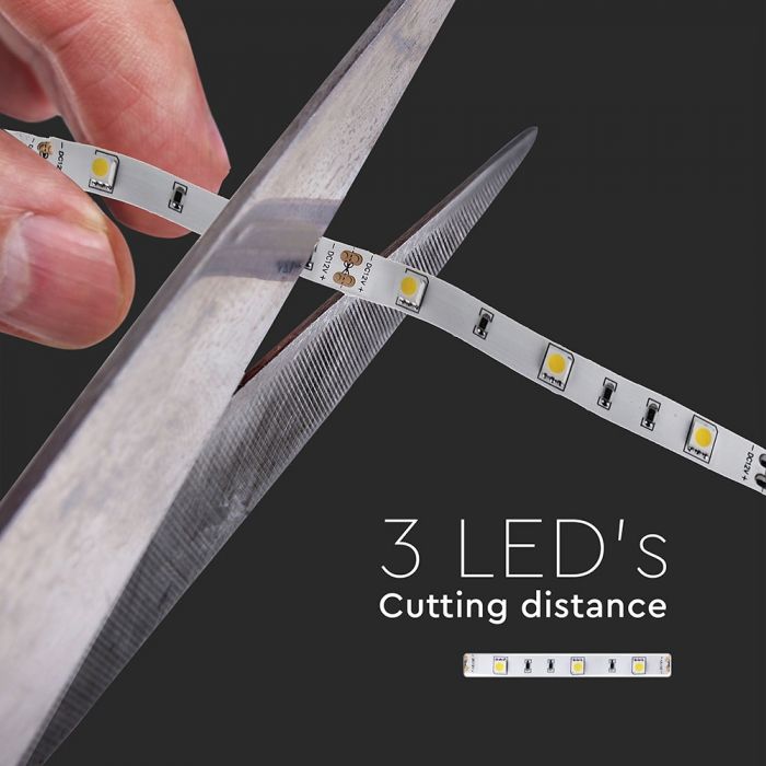 Price for 1m_4.8W(500Lm) LED Tape, 30 diodes SMD5050, waterproof IP20, V-TAC, warm white light 3000K