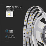 Price for 1m_4.8W(500Lm) LED Tape, 30 diodes SMD5050, waterproof IP20, V-TAC, warm white light 3000K