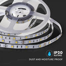 Pris för 1m_4.8W(500Lm) LED-tejp, 30 dioder SMD5050, vattentät IP20, V-TAC, varmvitt ljus 3000K