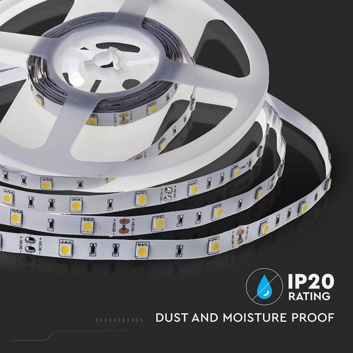 Price for 1m_4.8W(500Lm) LED Tape, 30 diodes SMD5050, waterproof IP20, V-TAC, warm white light 3000K