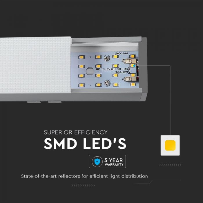 40W(3590Lm) LED Lineārais gaismeklis, iekarams, balts, V-TAC SAMSUNG, dimmējams, garantija 5 gadi, neitrāli balta gaisma 4000K