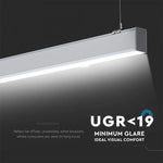 40W(3590Lm) LED Linjär armatur, pendel, vit, V-TAC SAMSUNG, dimbar, garanti 5 år, neutralvit 4000K