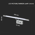 8W(550Lm) LED-vägglampor 50cm, kromad metall, V-TAC, IP20, varmvitt ljus 3000K