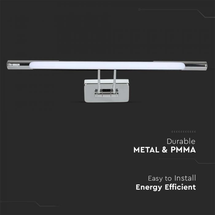8W(580Lm) LED-vägglampor 50cm, kromad metall, V-TAC, IP20, neutralvit 4000K