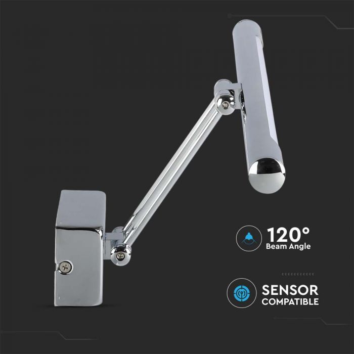 8W(580Lm) LED-vägglampor 50cm, kromad metall, V-TAC, IP20, neutralvit 4000K