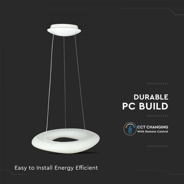 38W(3900Lm) LED gaismeklis, apaļš, gaismas maiņa, V-TAC, dimmējams