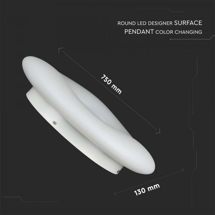 78W (8500Lm) LED Kupolveida gaismeklis, balts, apaļš, IP20, dimmējams, V-TAC
