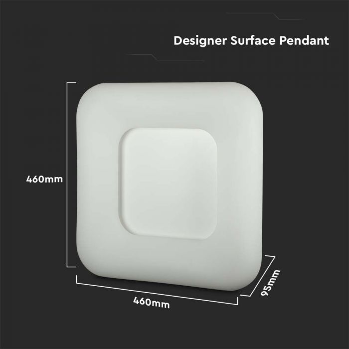 25W (2500Lm) LED V-TAC design square dome light with remote control, 3IN1, V-TAC, white, square, IP20, dimmable, warranty 3 years