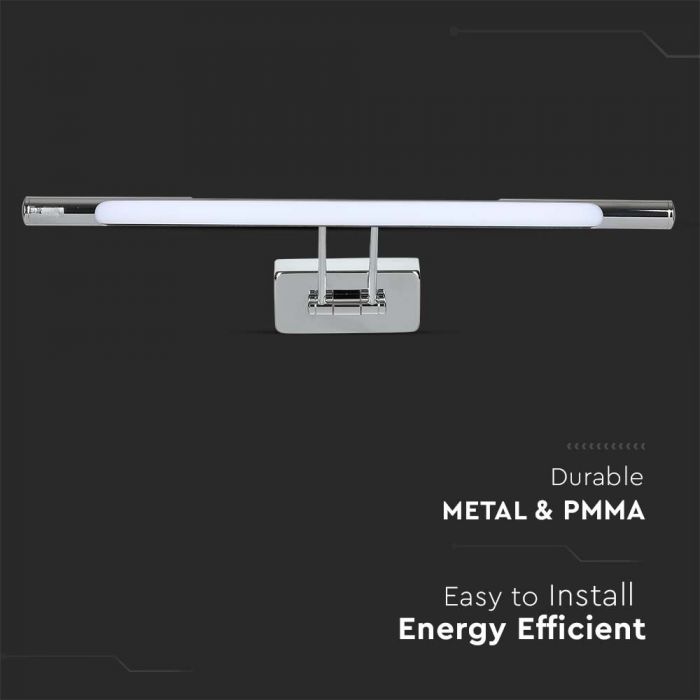 12W(850Lm) LED-vägglampor 64cm, kromad metall, V-TAC, IP20, varmvit 30000K